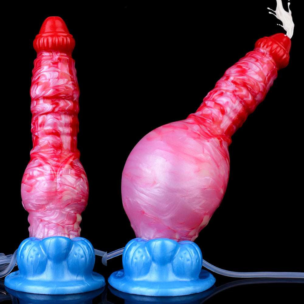 9 Inch Inflatable Silicone Red Ejaculating Dildo