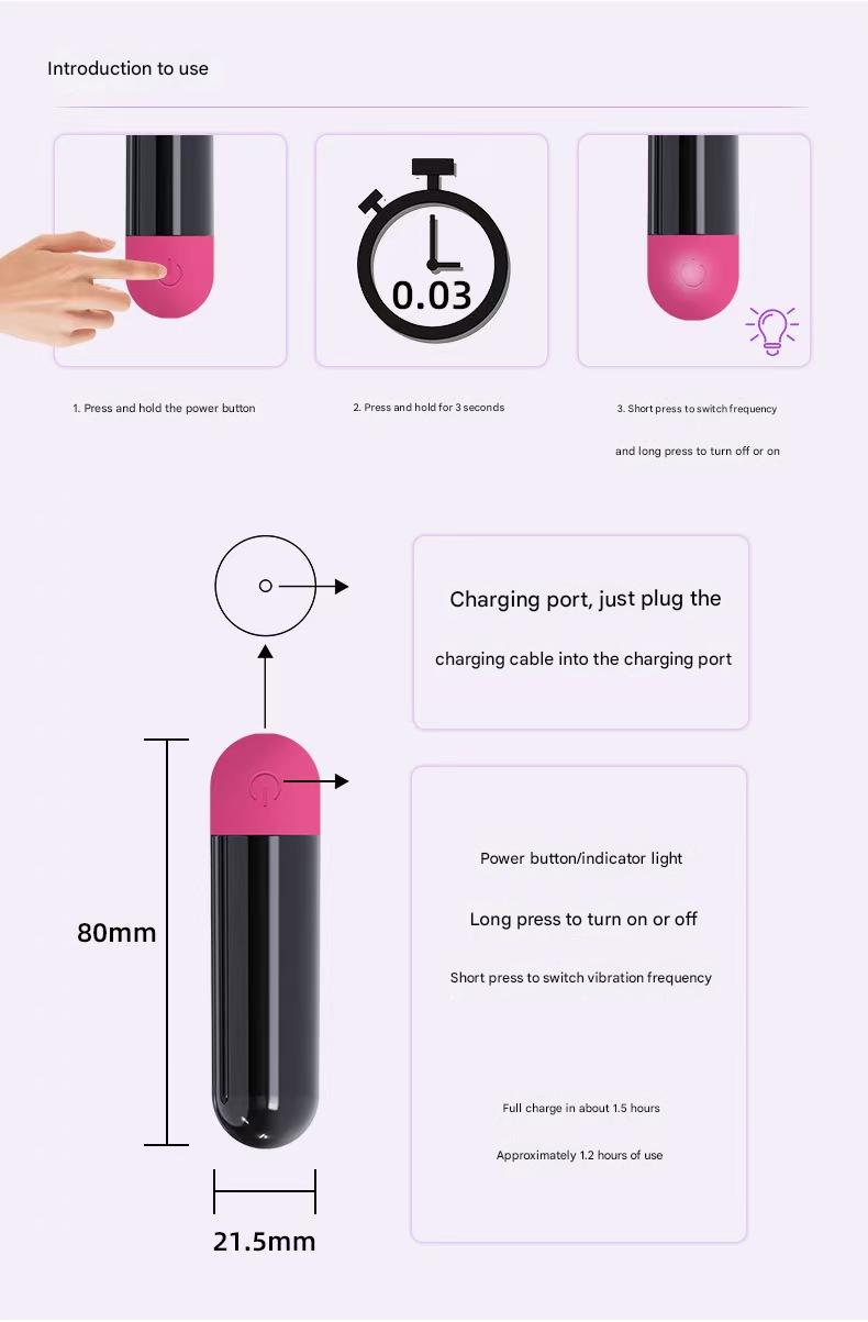 Black Powerful Clitoris Massage Bullet Vibrator