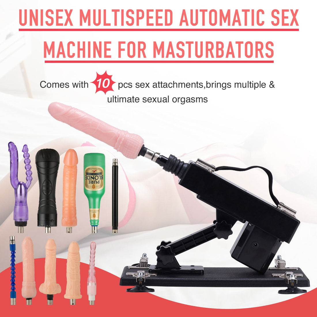 Black Super Power Sex Machine 10-Piece Set