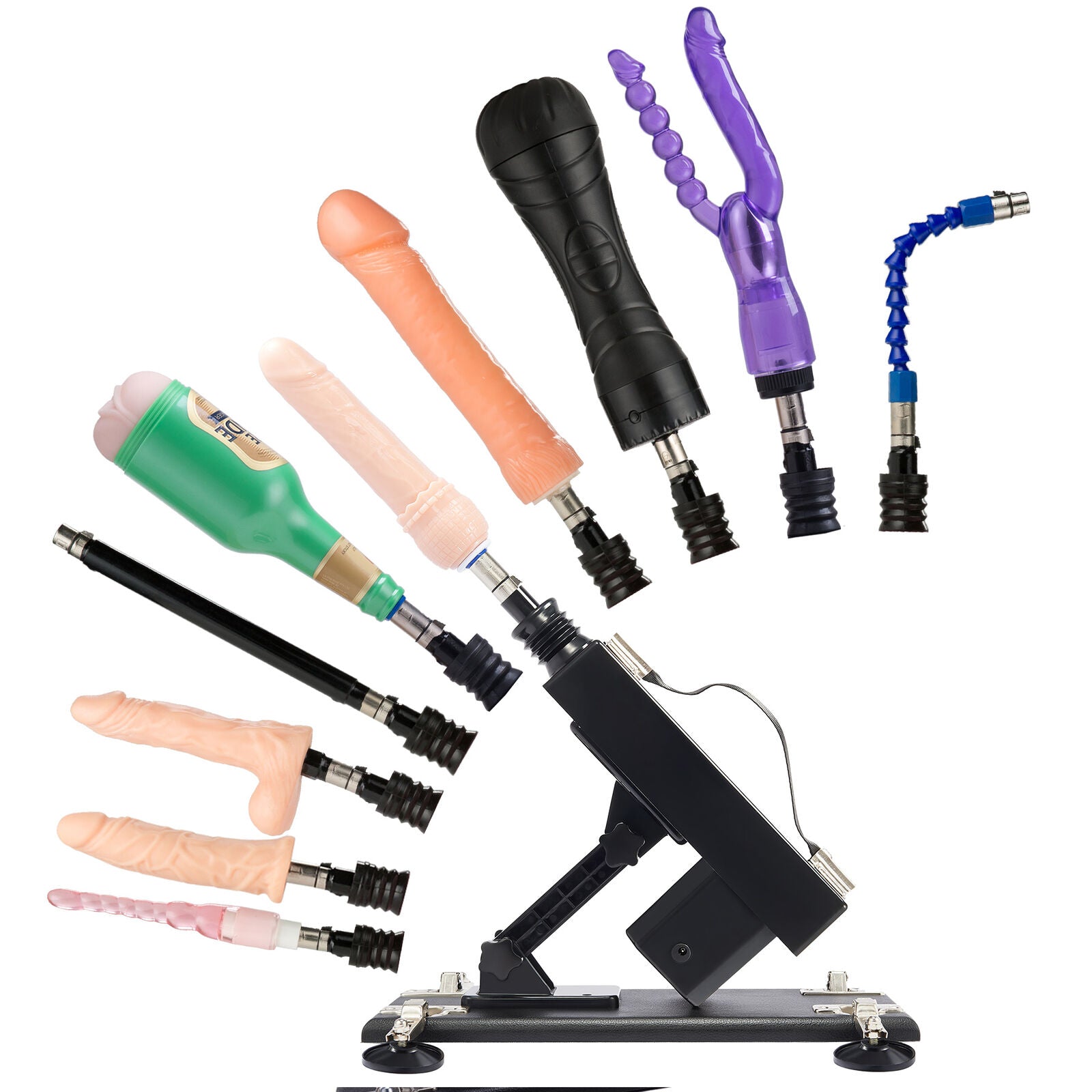 Black Super Power Sex Machine 10-Piece Set