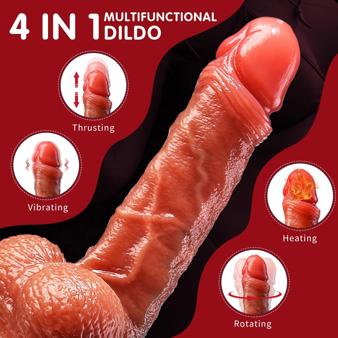 Realistic Silicone 8 Inch Remote Control Thrusting Dildo