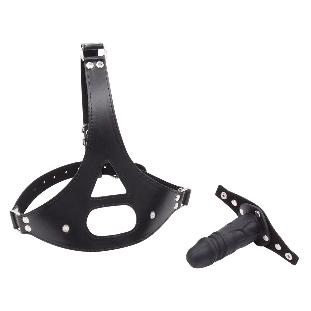 Removable Leather Custom Gag BDSM Dildo Mask