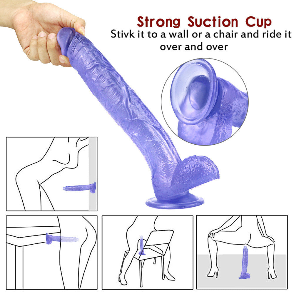 10 Inch Blue Clear Big Jelly Dildo