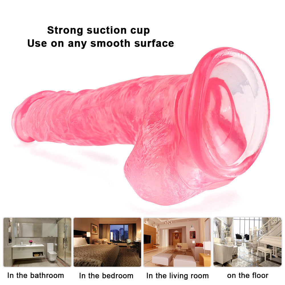 9 Inch Pink Clear Large Jelly Dildo
