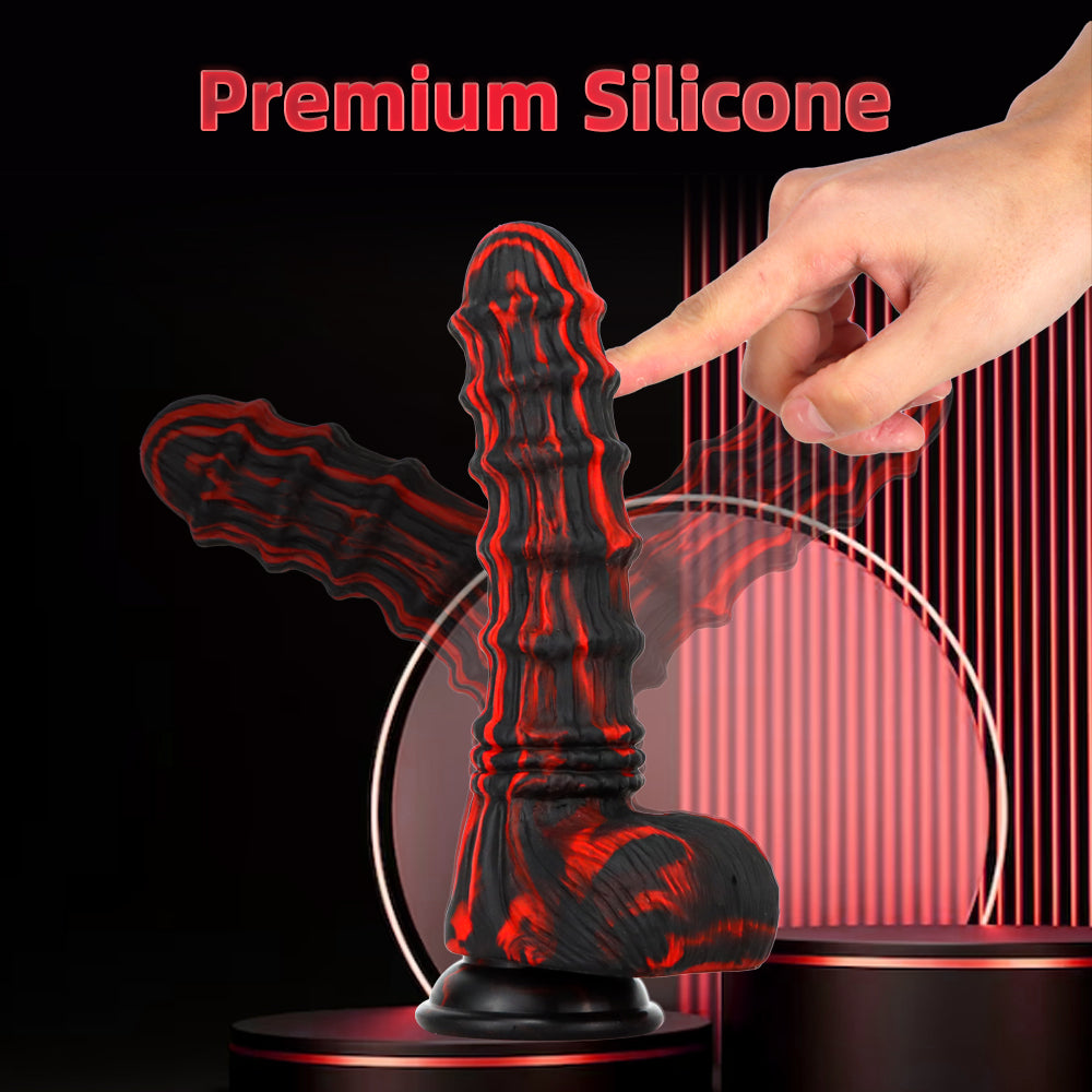 Dark Bamboo Ribbed Silicone Fantasy Dildo