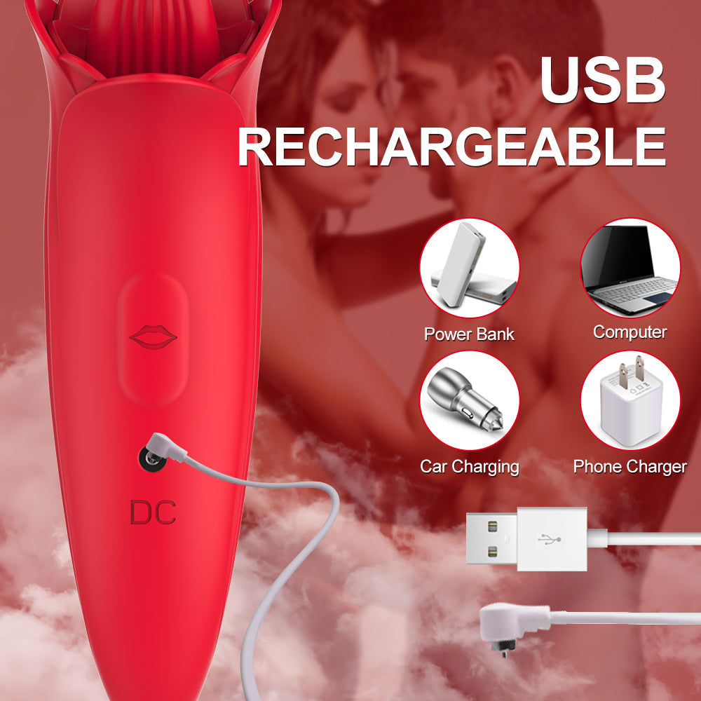 Red Realistic Oral Sex Clit Tongue Vibrator