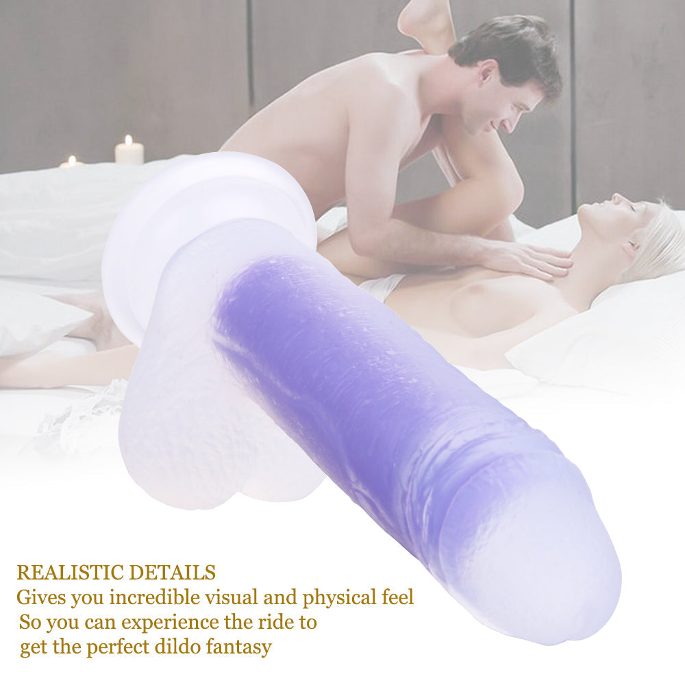 Gode ​​en silicone violet doux et gélatine