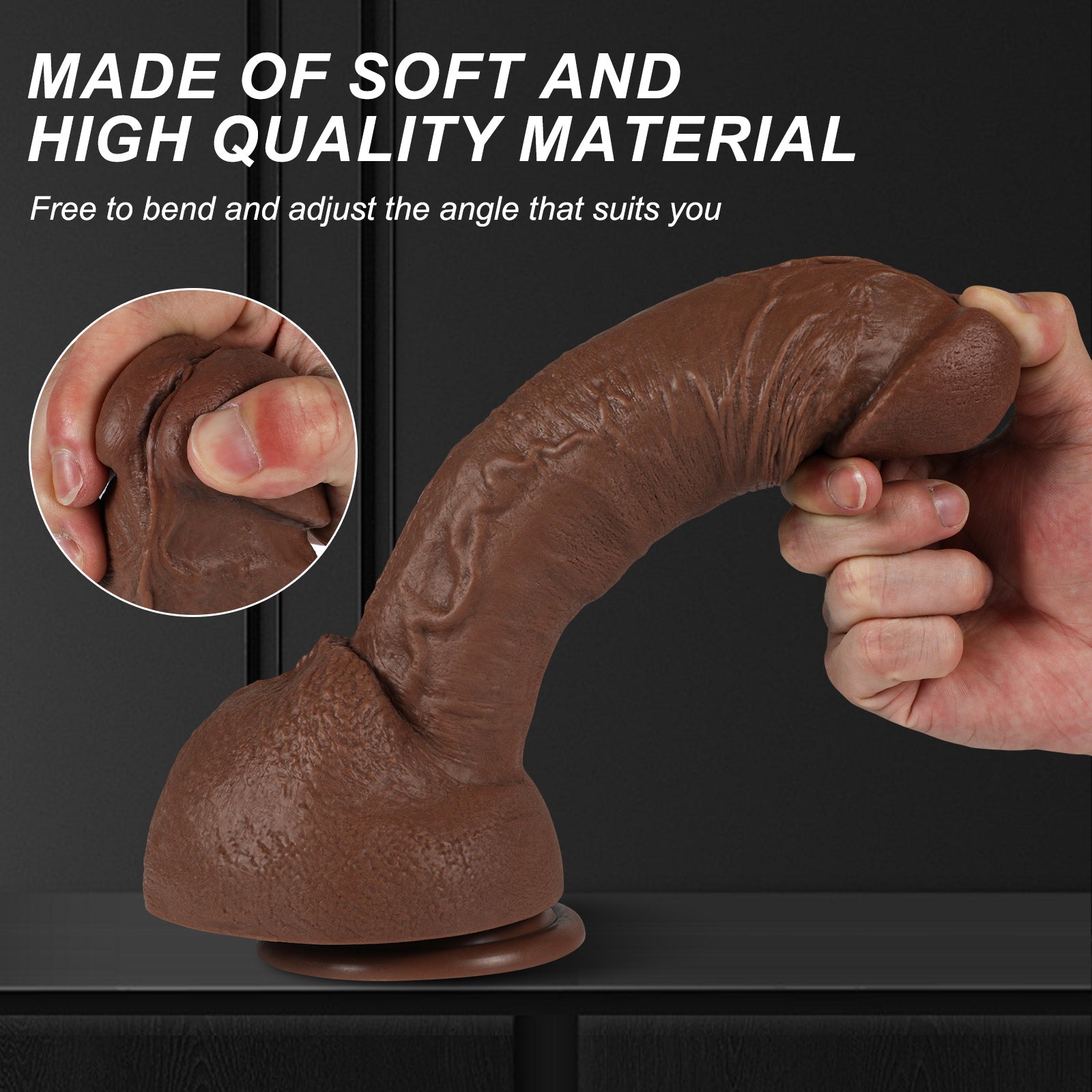 10 Inch Curved Big Brown Realistic Dildo