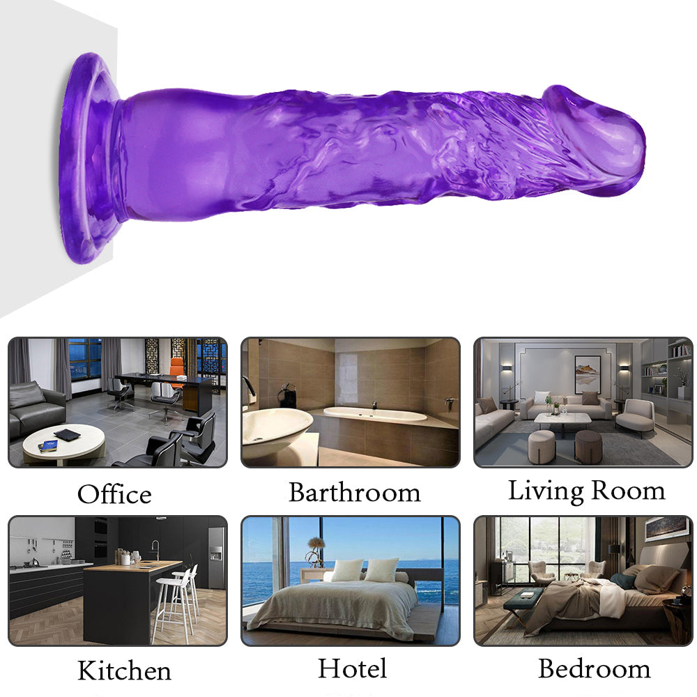 8 Inch Purple Clear Jelly Dildo