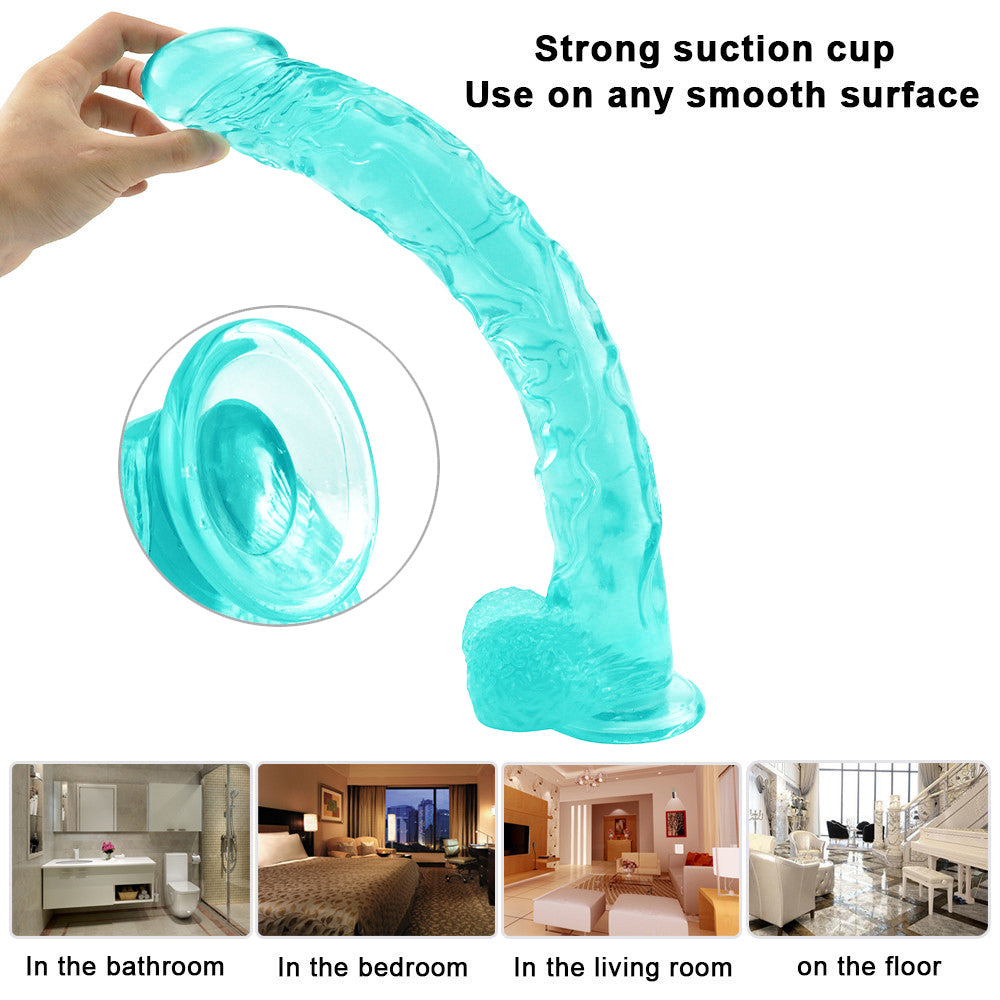 16 Inch Green Extra Long Jelly Dildo