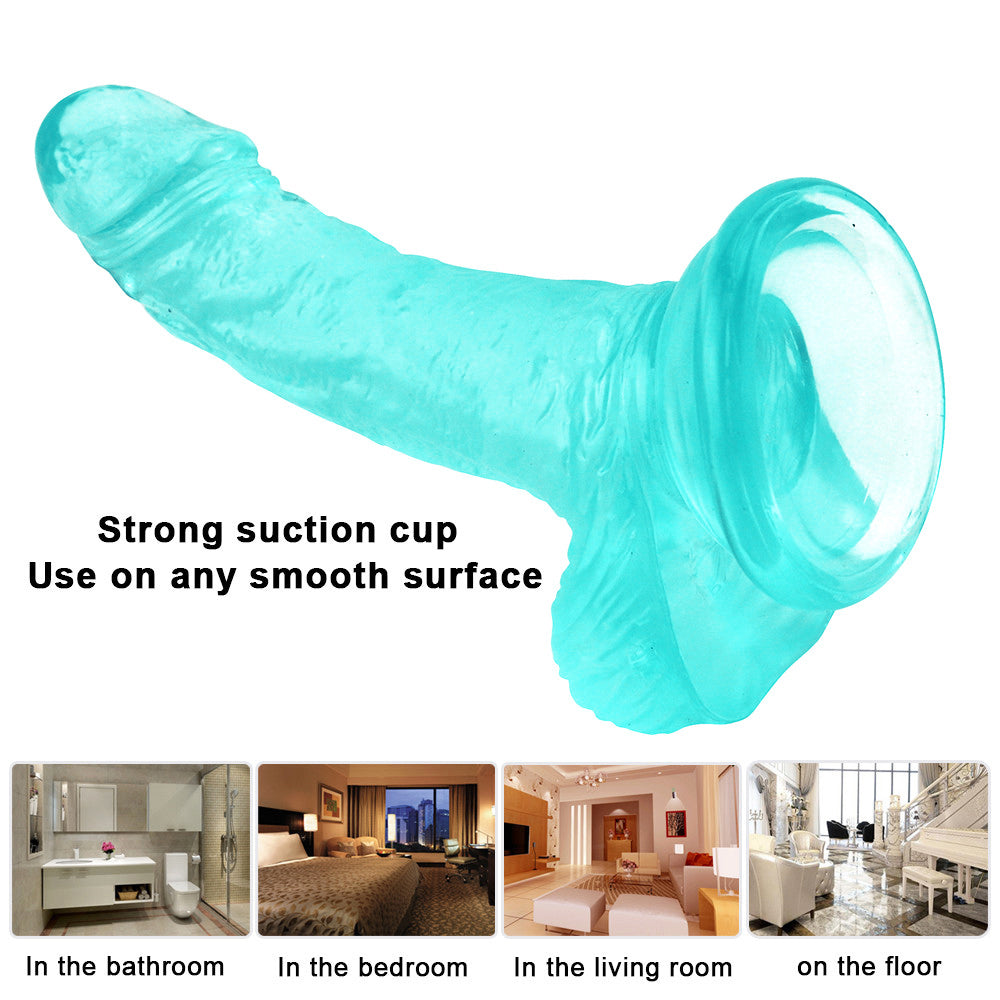 Green curved jelly dildo