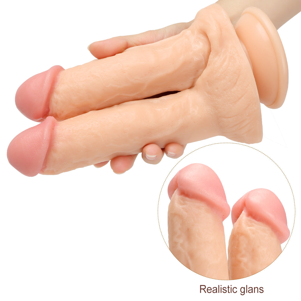 8 Inch Suction Cup Realistic Double Penetration Dildo