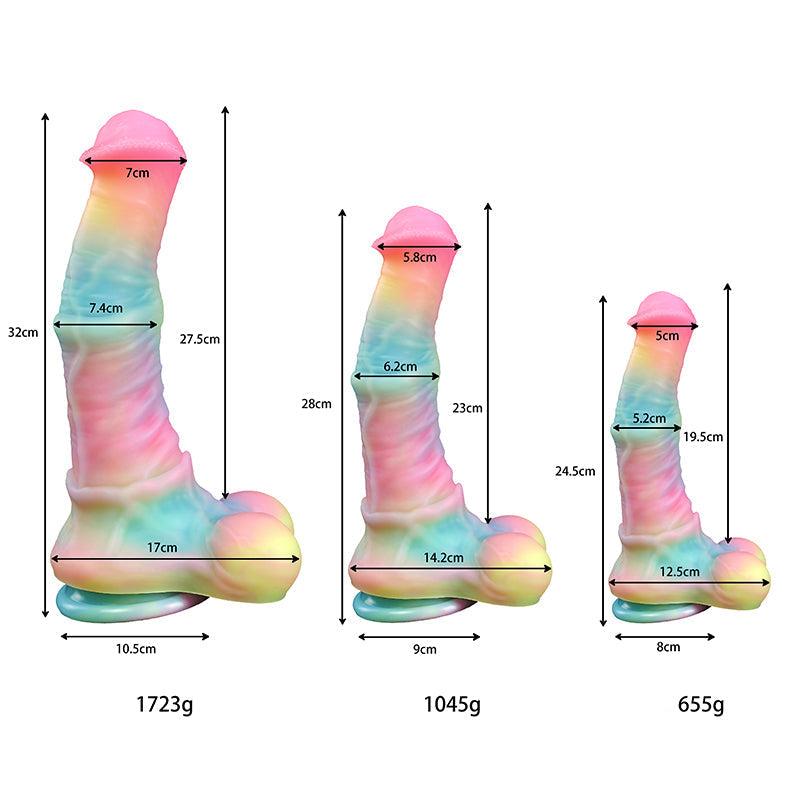 Glow in the Dark Rainbow Color Horse Dildo