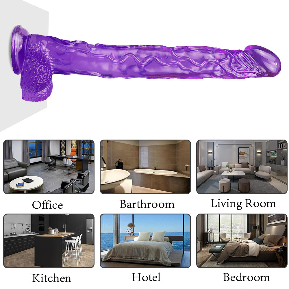 16 Inch Purple Extra Long Jelly Dildo