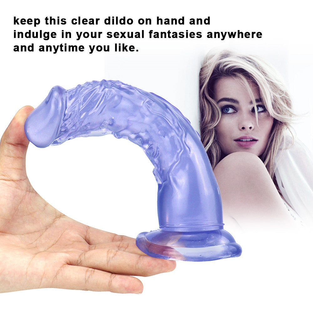 8 Inch Blue Straight Realistic Jelly Dildo