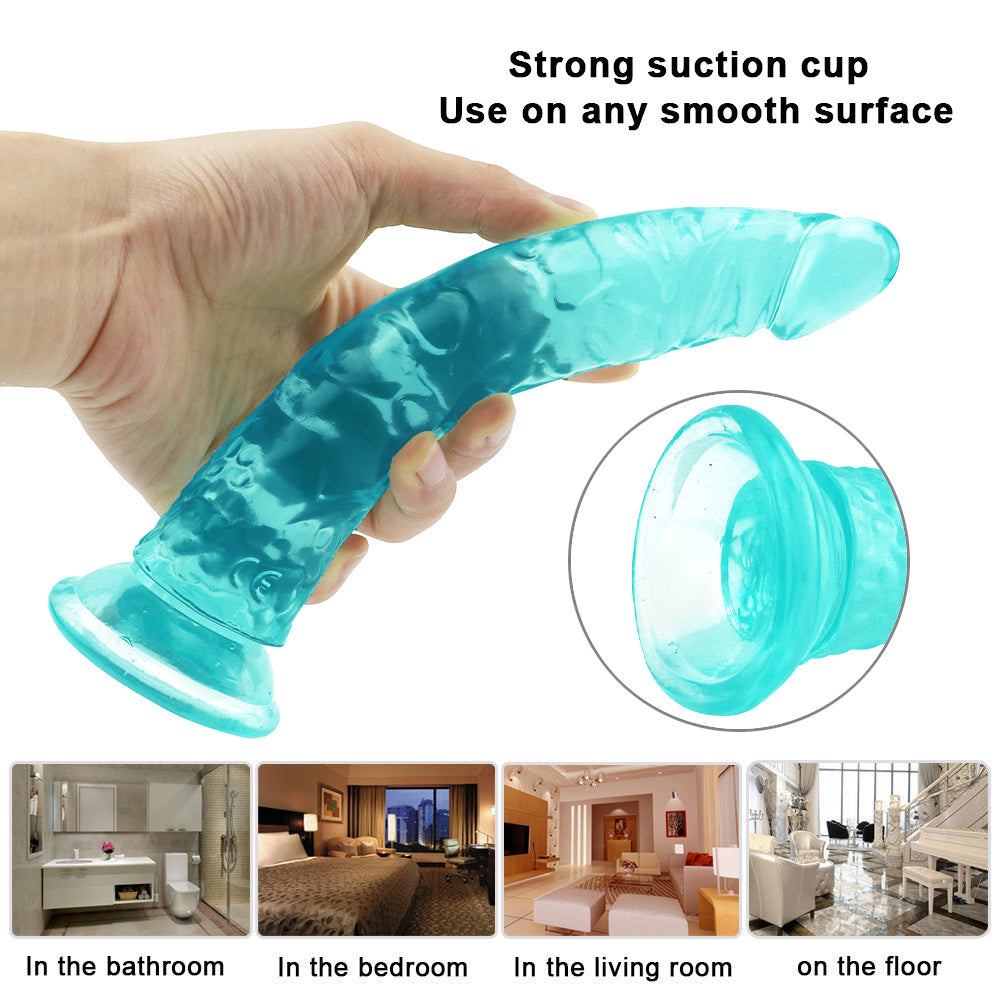 Green 8 Inch Slim Jelly Dildo