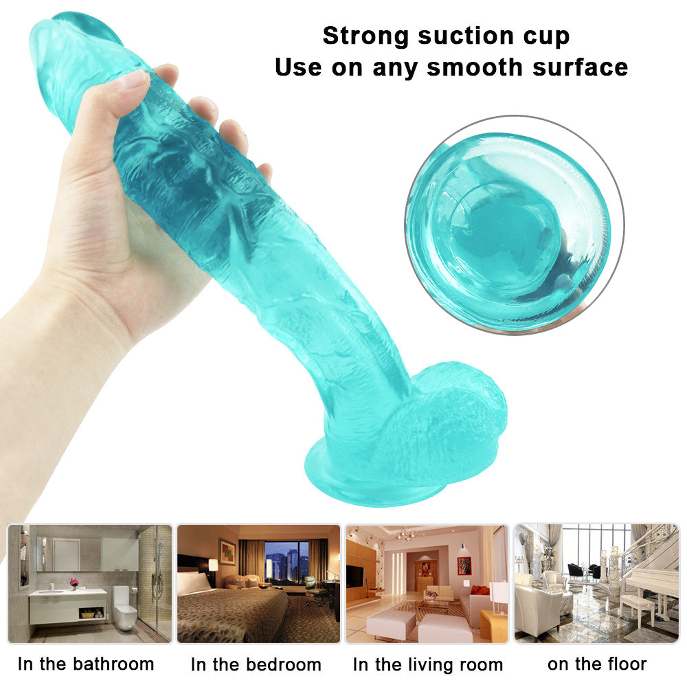 10 Inch Green Big Clear Jelly Dildo
