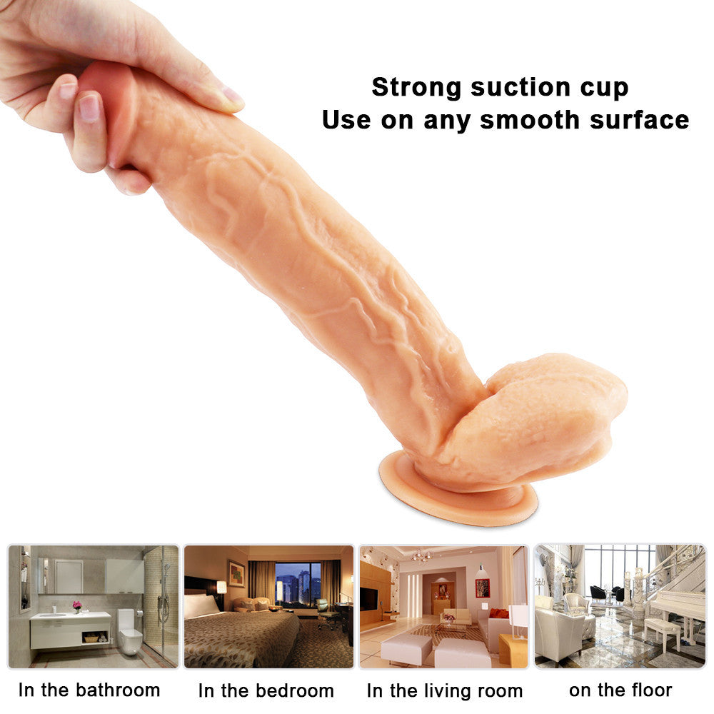 12 Inch Realistic Textured Thick Dildo