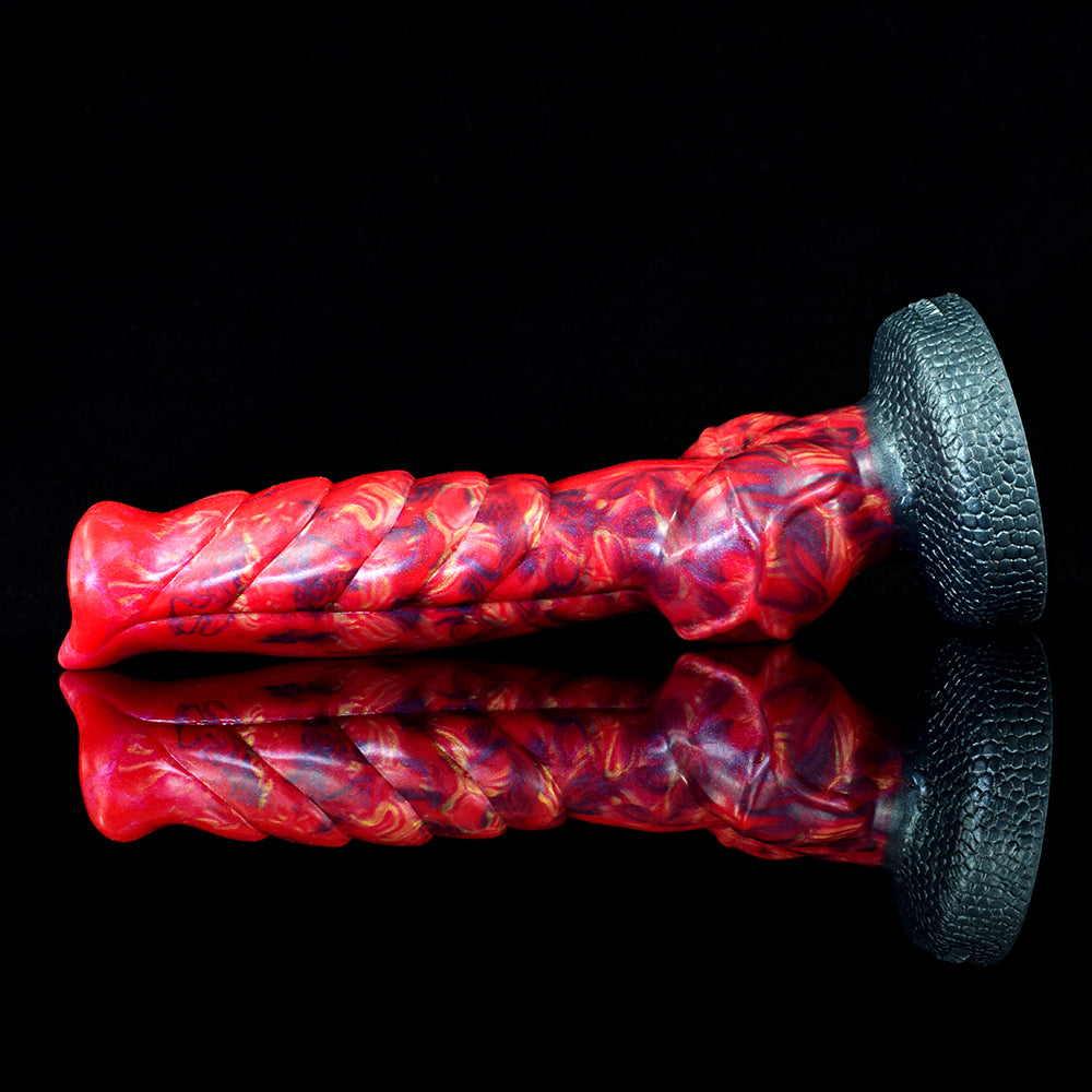 9 Inch Red Textured Pointed Horse Dildo