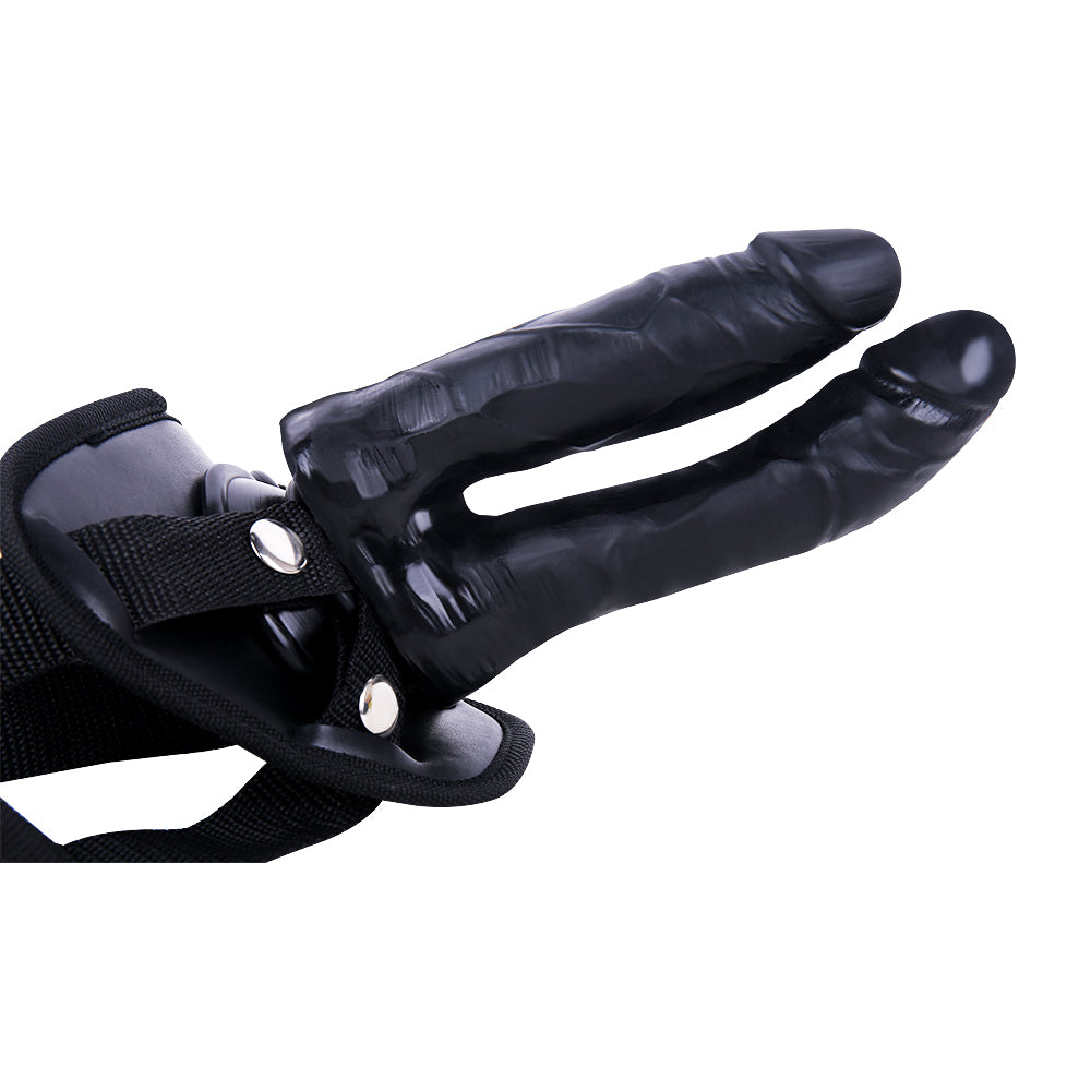 Black Double Penetration Strap On Dildo