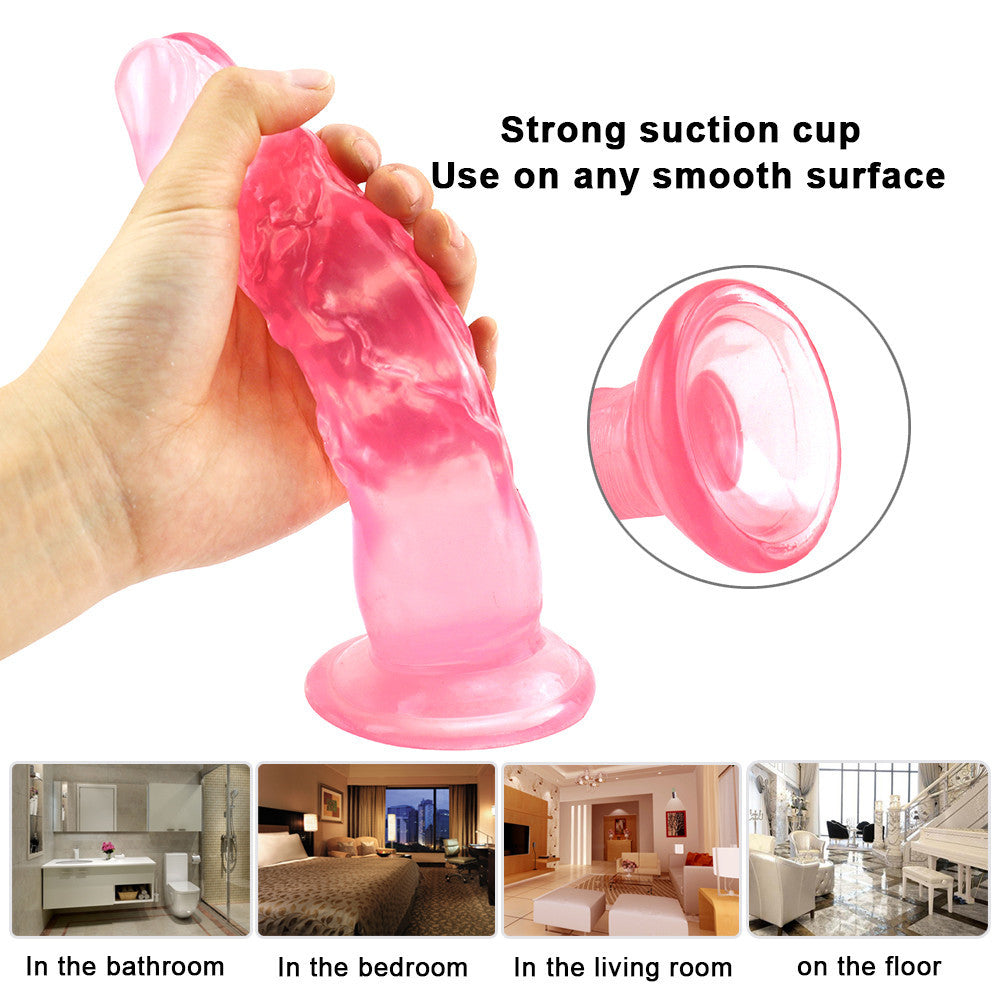 8 Inch Pink Clear Jelly Dildo