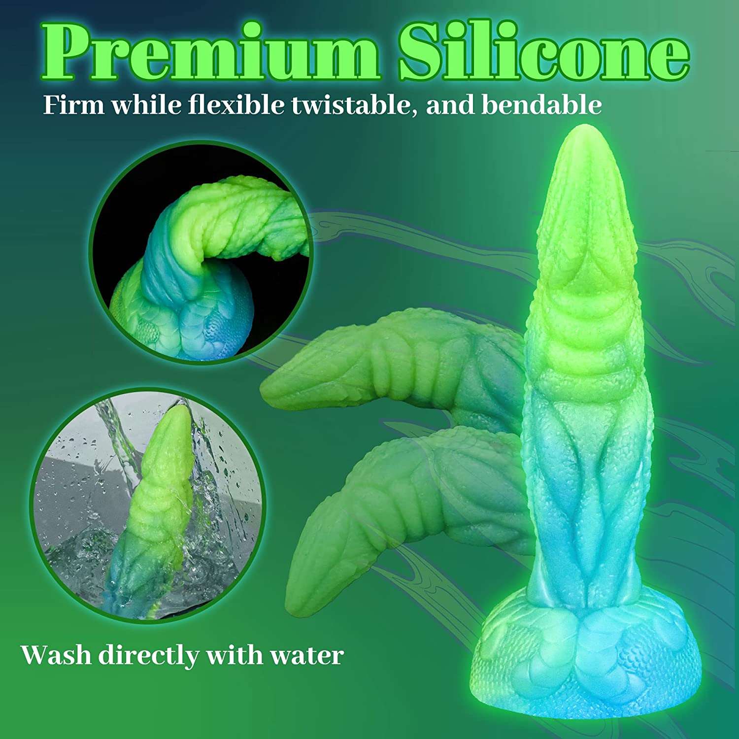 8 Inch Green Glow in the dark Dragon Dildo