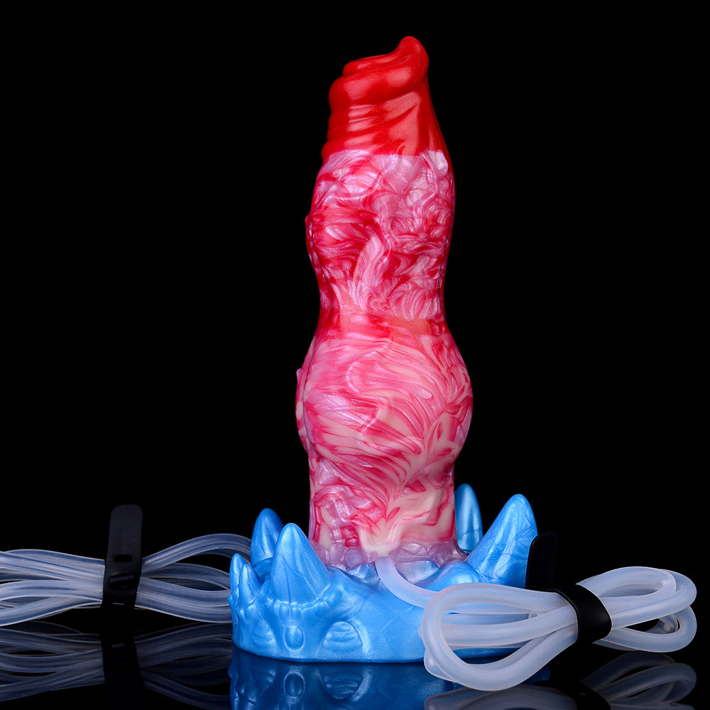 7 Inch Red Fantasy Dog Inflatable Squirting Dildo