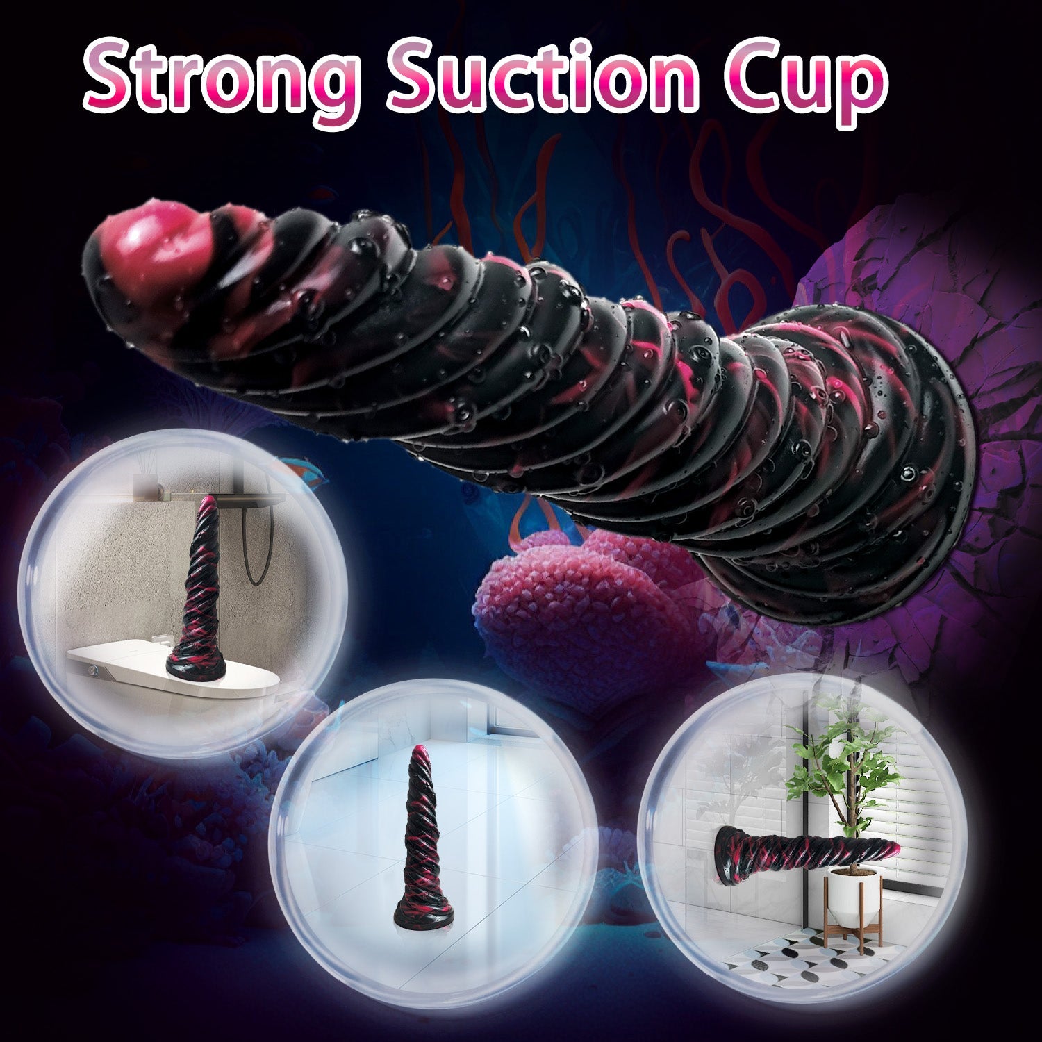 9 Inch Black Thread Cone Anal Dildo