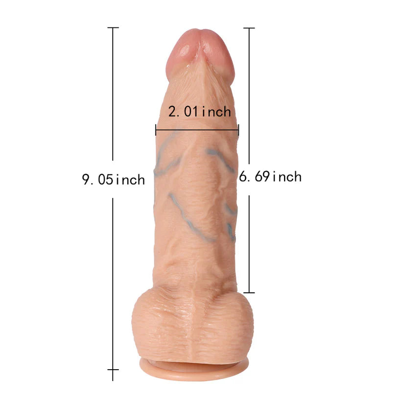 9 Inch Silicone Dual Density White Realistic Dildo