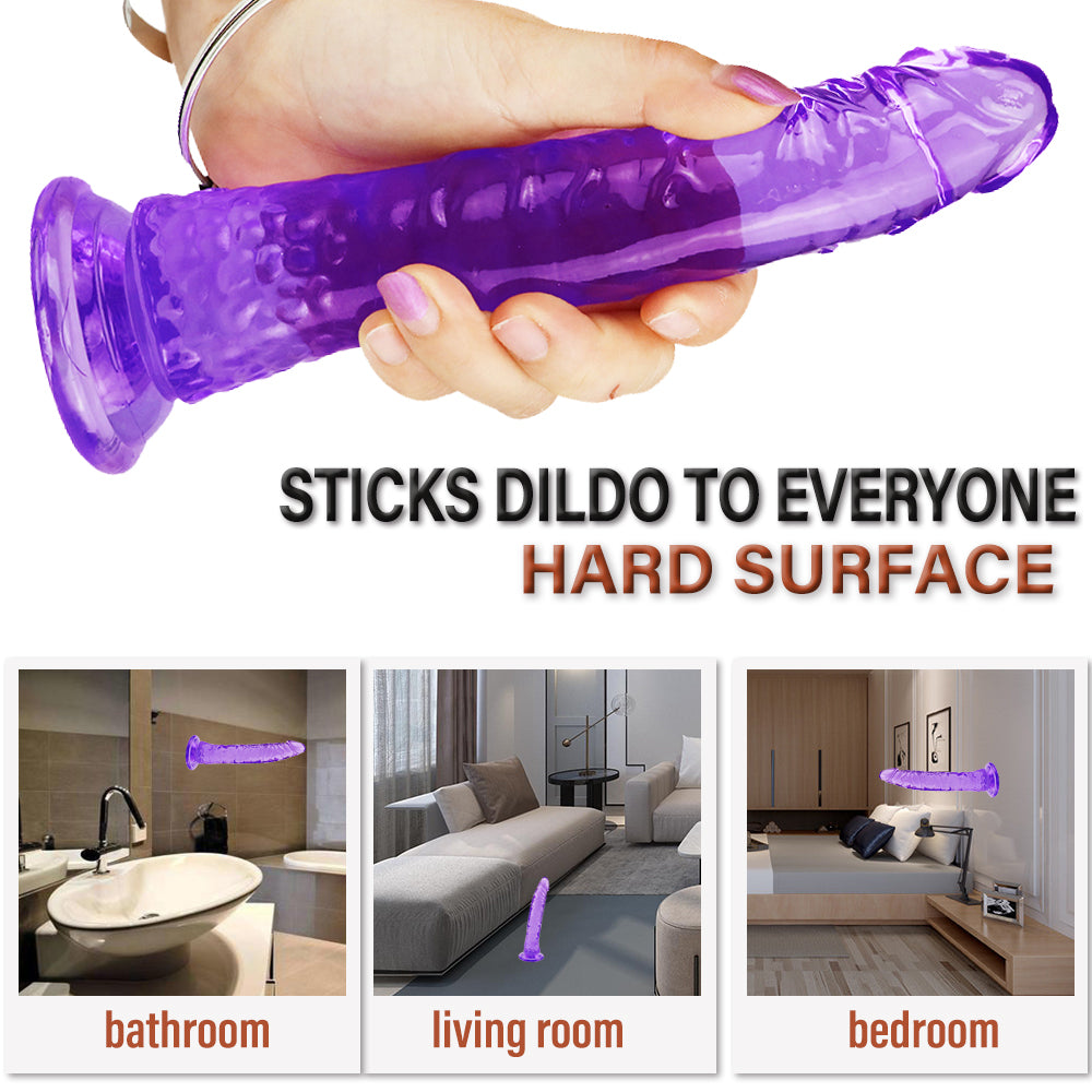 Purple Transparent 8 Inch Jelly Dildo
