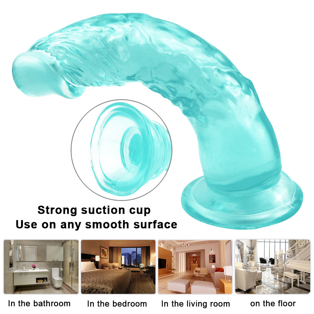 8 Inch Clear Green Jelly Dildo