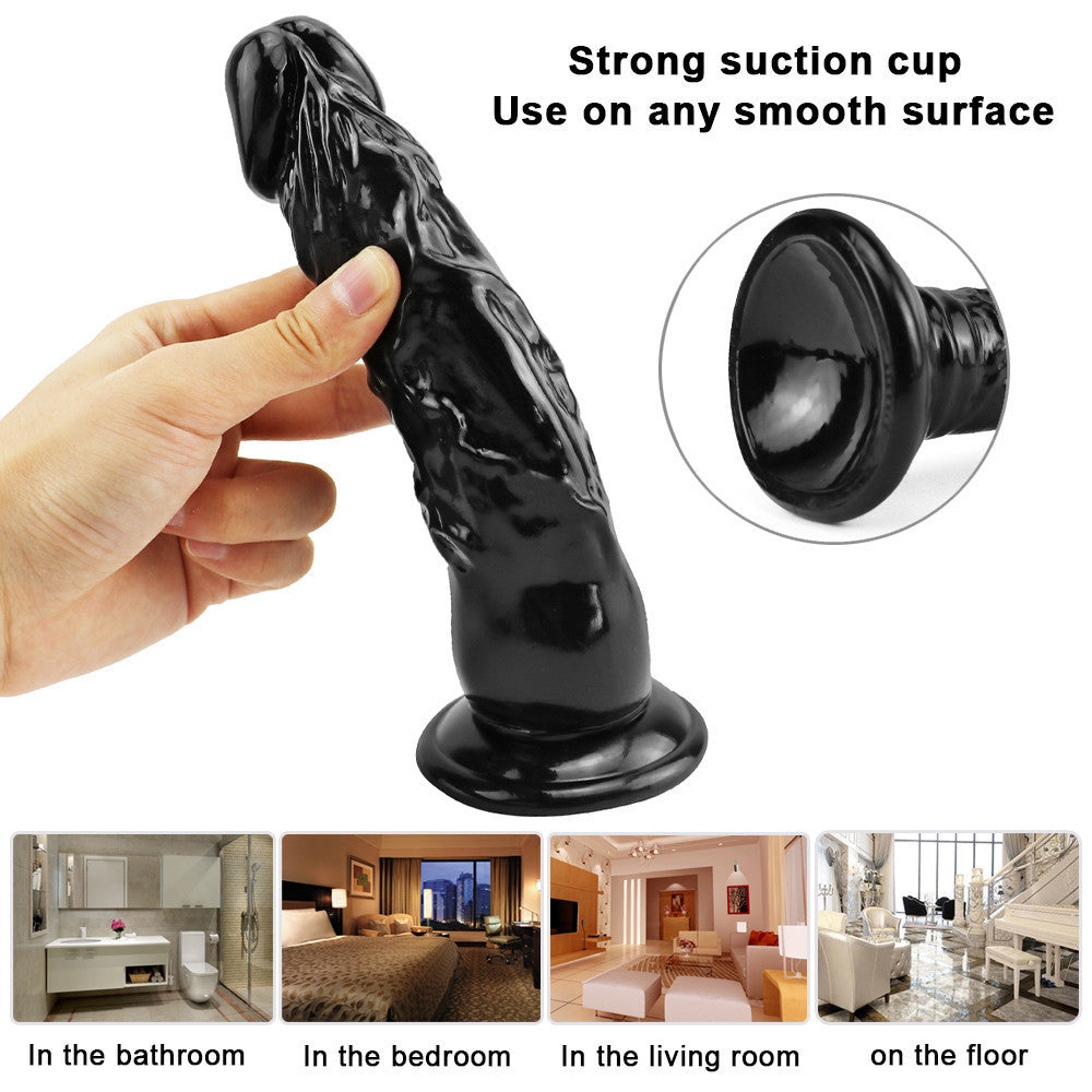 8 Inch Black Straight Realistic Dildo