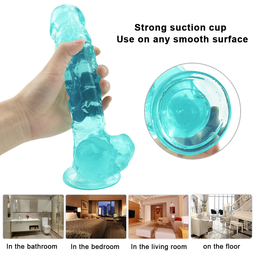 9 Inch Green Transparent Realistic Large Dildo
