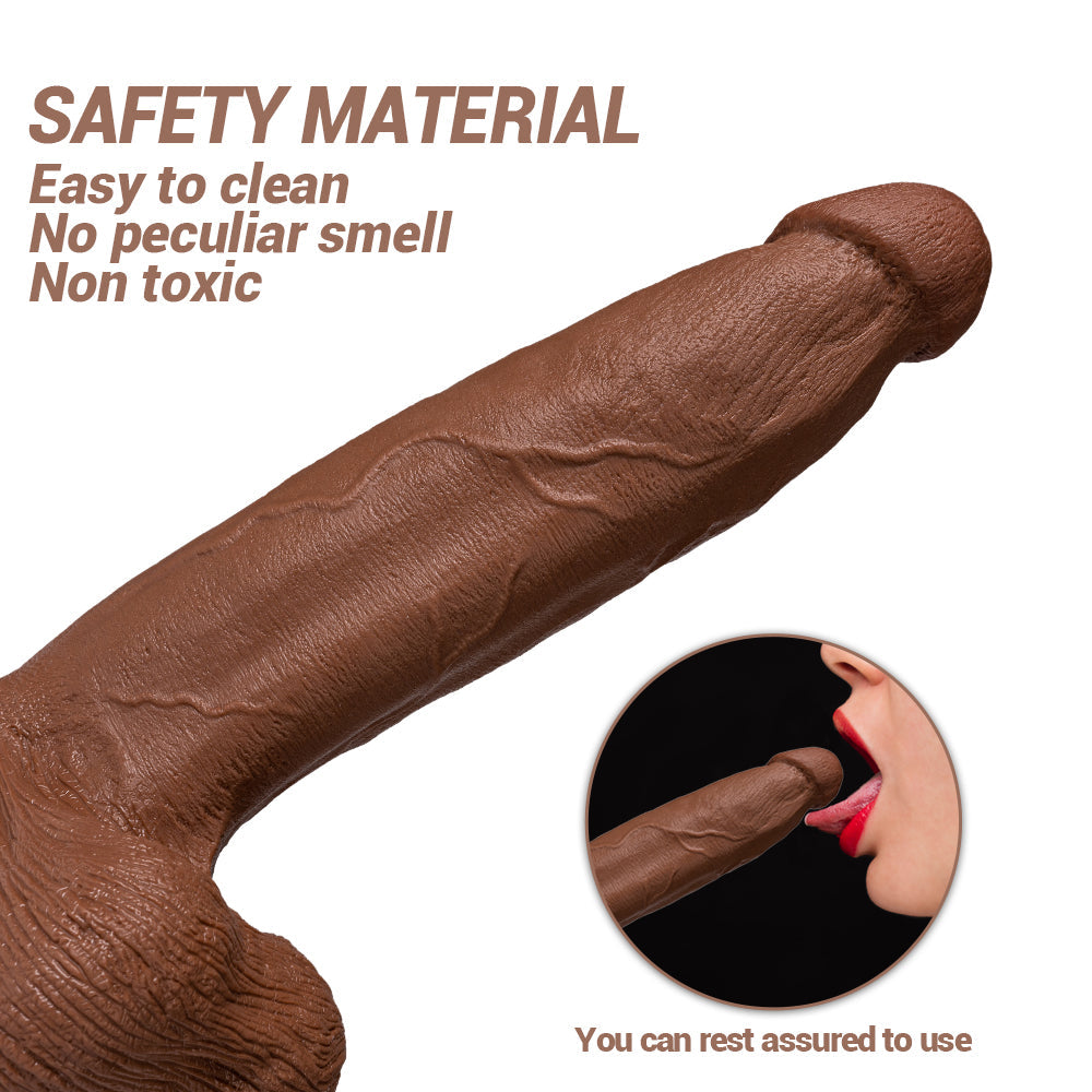 13 Inch Brown Tapered 3 Inch Wide Girth Dildo