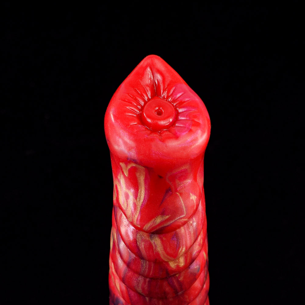 9 Inch Textured Red Monster Horse Dildo