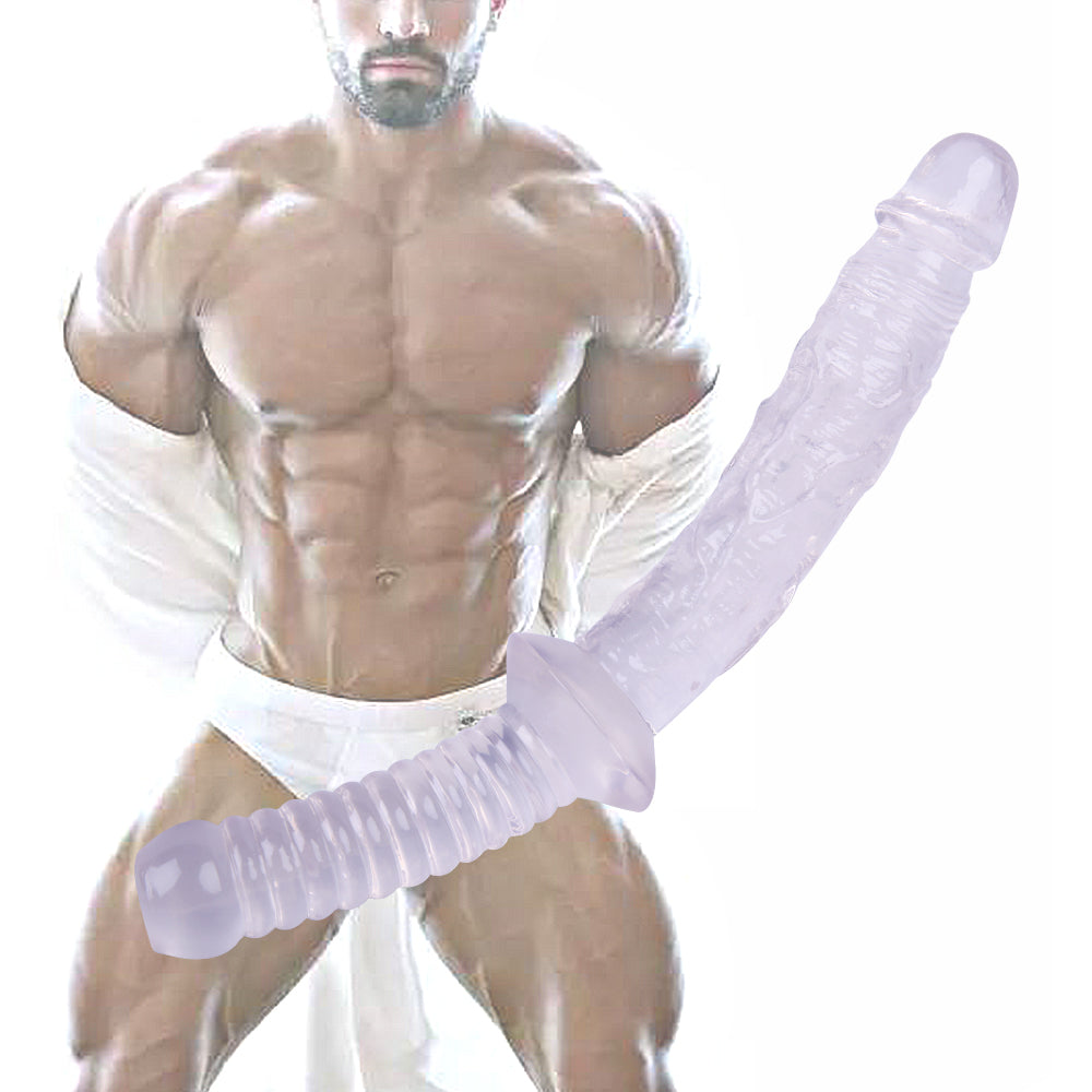 12 Inch Handle Clear Jelly Dildo