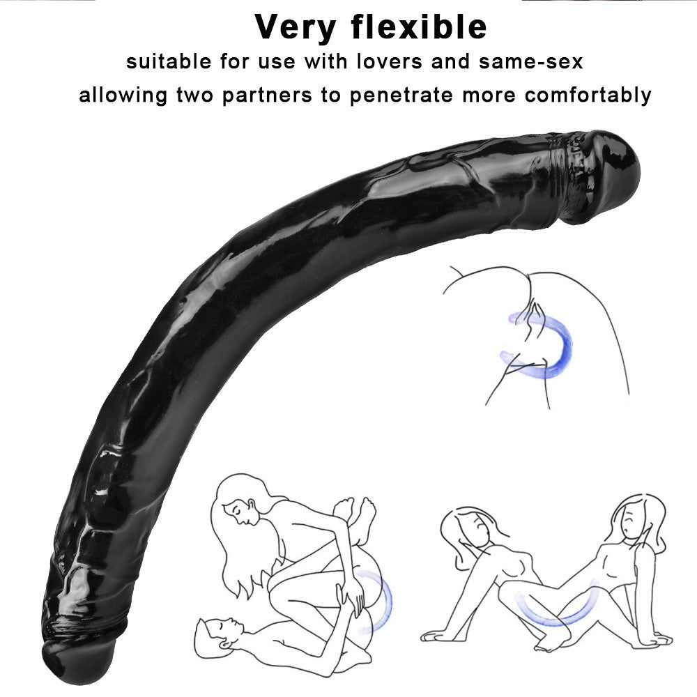 15 Inch Long Black Realistic Double Dildo