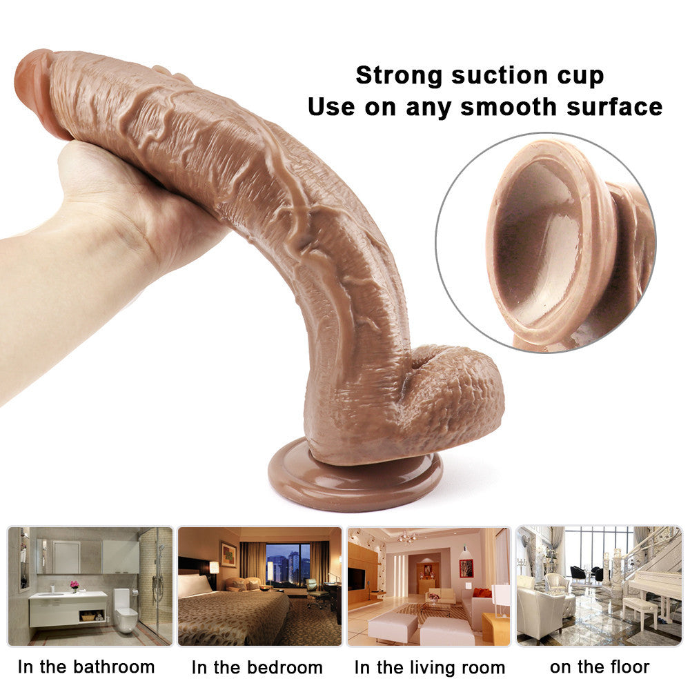 12 Inch Brown Curved Lifelike Big Dildo