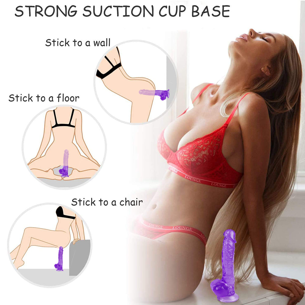 9 Inch Purple Clear Large Jelly Dildo
