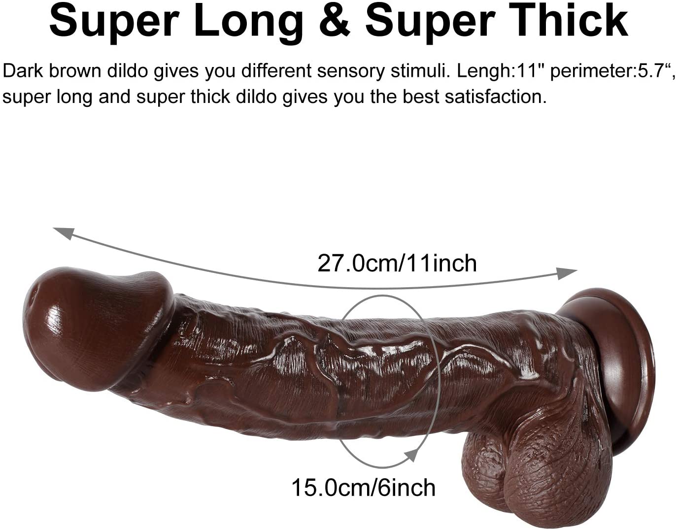 11 Inch Brown Giant Thick G-Spot Lifelike Suction Cup Dildo