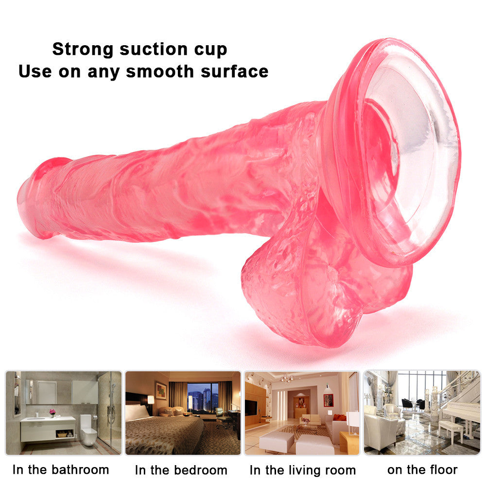 10 Inch Pink Clear Jelly Dildo