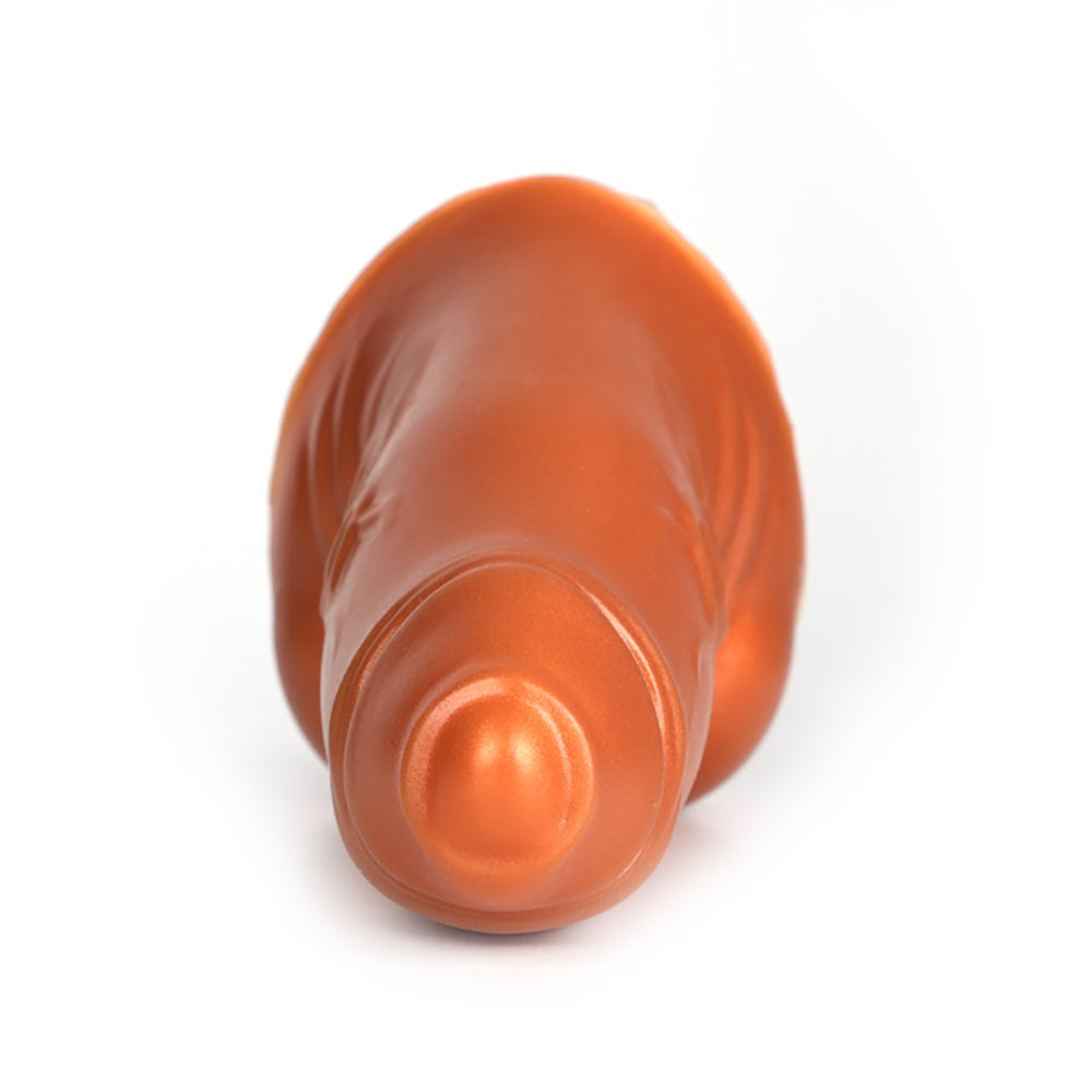 5 Inch Brown Fat Dildo with Foreskin