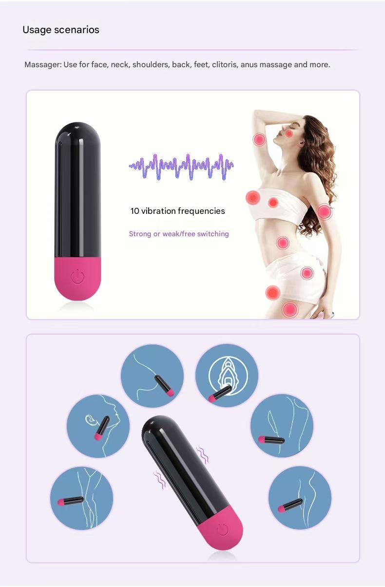 Black Powerful Clitoris Massage Bullet Vibrator