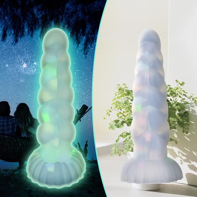 Glow in the Dark Confetti Fantasy Unicorn Dildo—Multiple sizes
