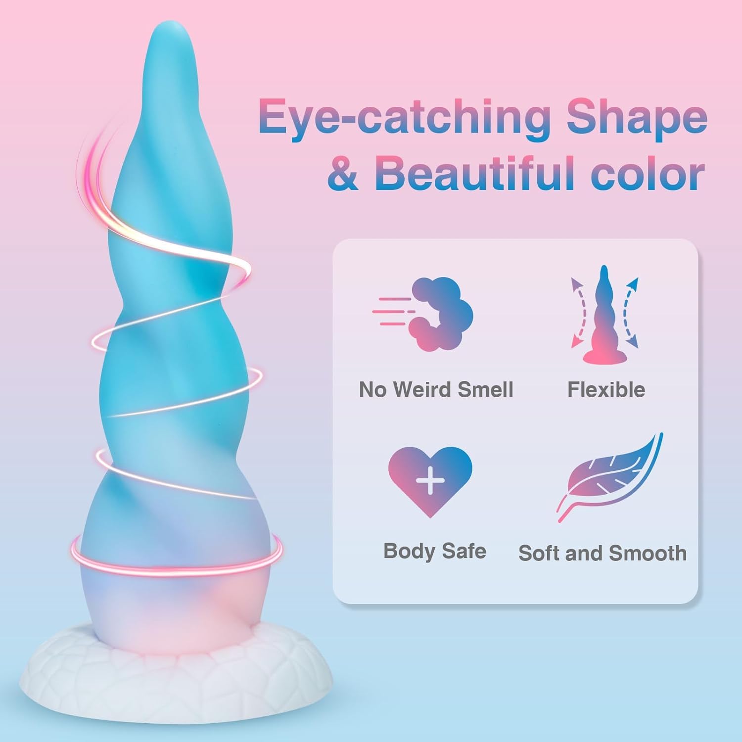 8 Inch Blue Conical Thread Unicorn Dildo