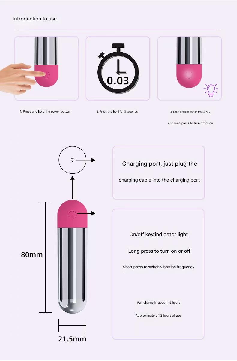 Small Silver Bullet Vibrator Clitoral Sex Toy