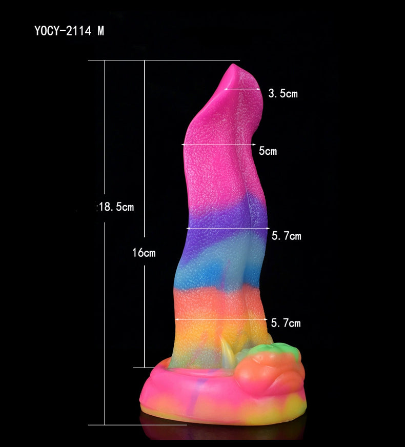 7 Inch Glow In The Dark Colored Monster Tongue Dildo