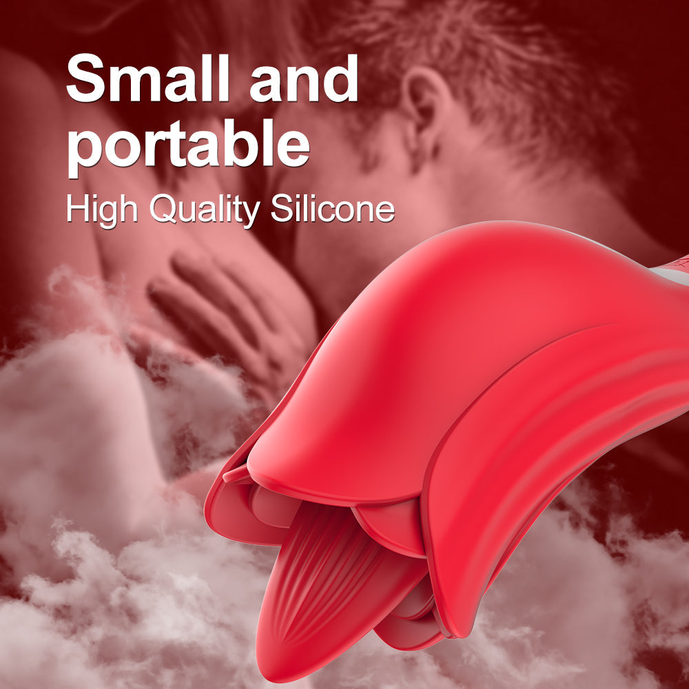 Red Realistic Oral Sex Clit Tongue Vibrator