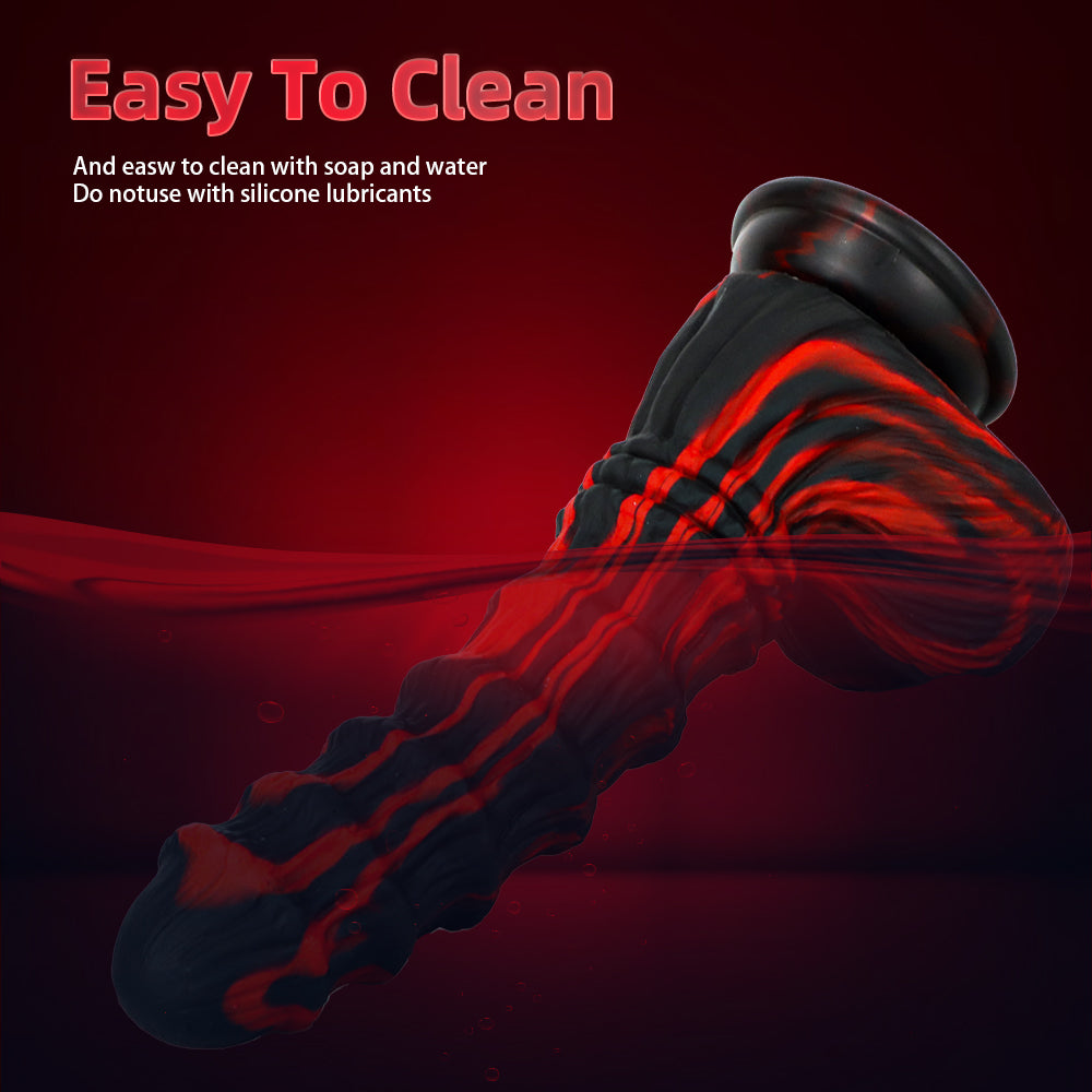 Dark Bamboo Ribbed Silicone Fantasy Dildo