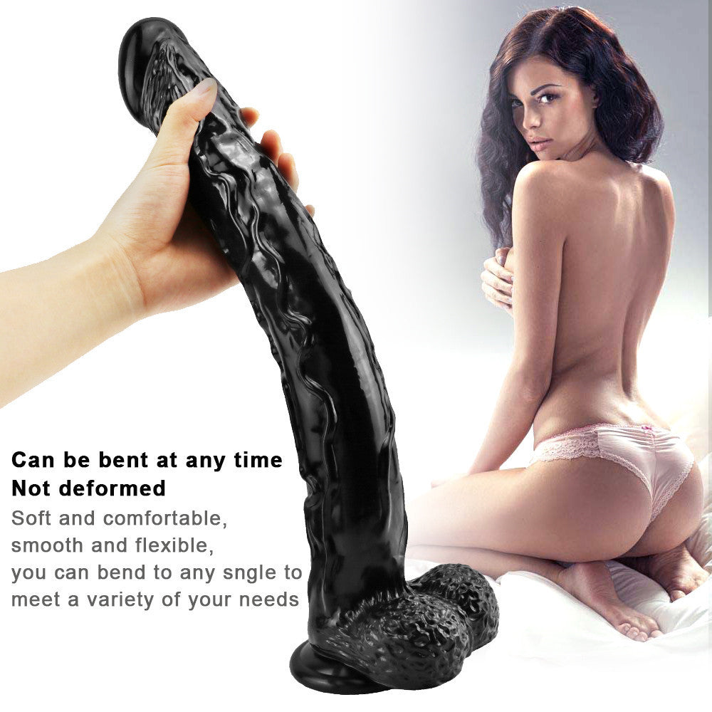 16 Inch Black Realistic Extra Long Dildo